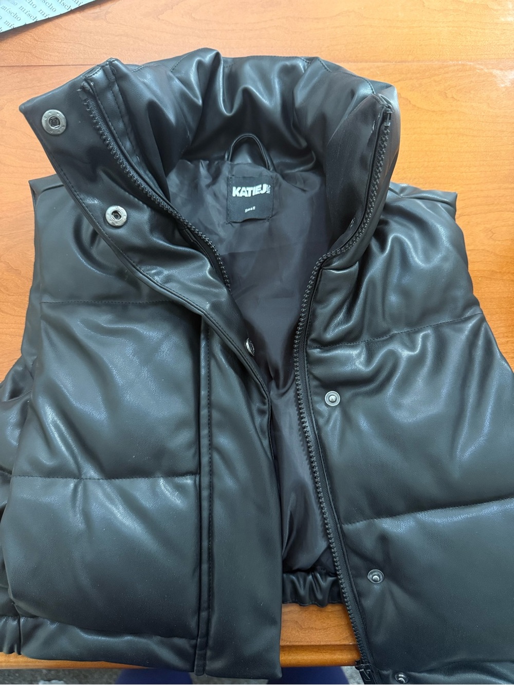 Katie J NYC Black Puffer Vest